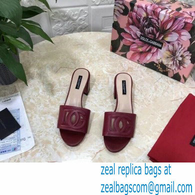 Dolce  &  Gabbana Heel 6.5cm Calfskin Mules Burgundy With DG Millennials Logo 2021